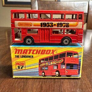 Vintage Matchbox The Londoner Red Double-Decker Bus Die-Cast Model No. 17